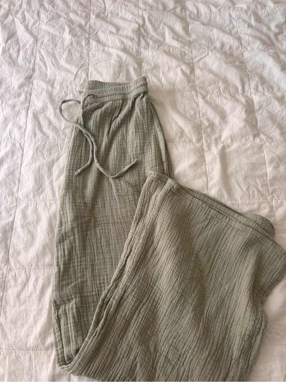 Simons Sage Green Drawstring Wide-Leg Track Pants